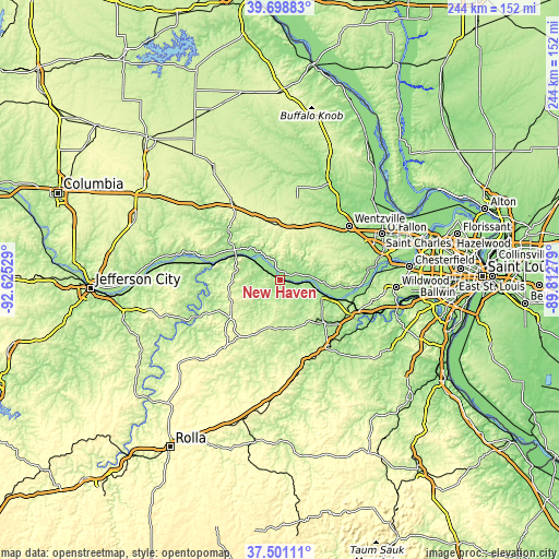 Topographic map of New Haven