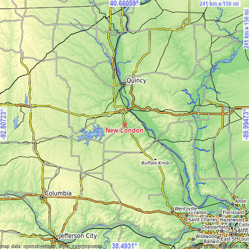 Topographic map of New London