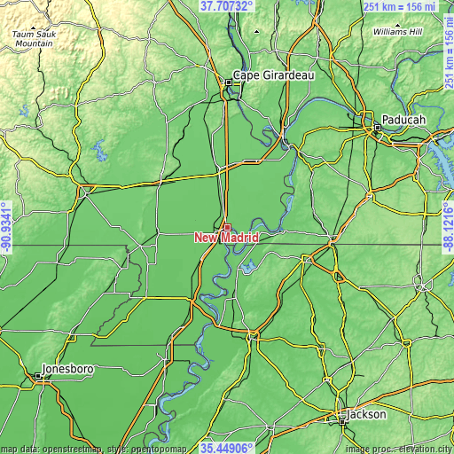 Topographic map of New Madrid