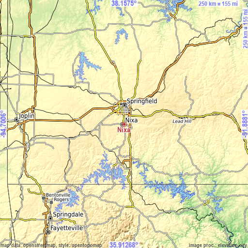 Topographic map of Nixa