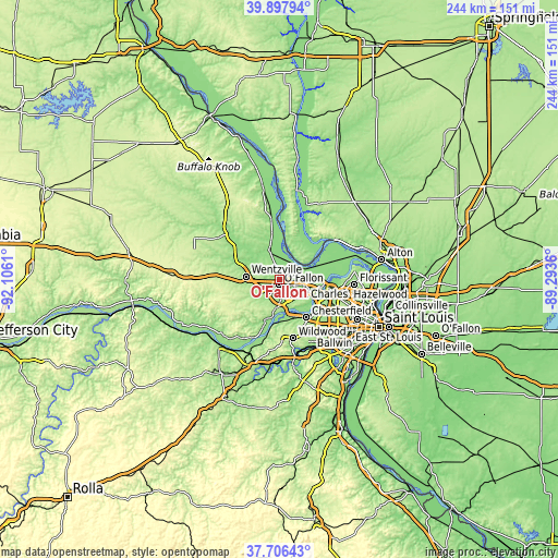 Topographic map of O'Fallon