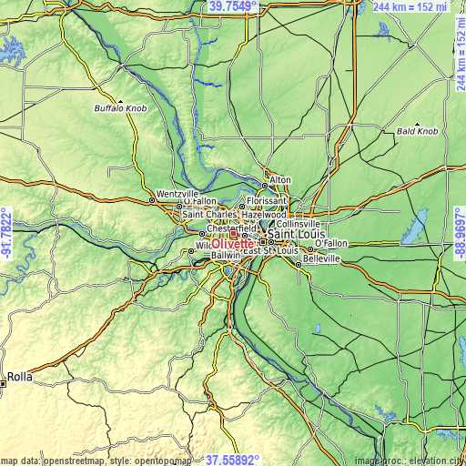 Topographic map of Olivette