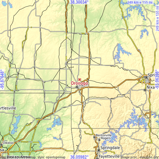 Topographic map of Oronogo