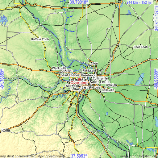 Topographic map of Overland