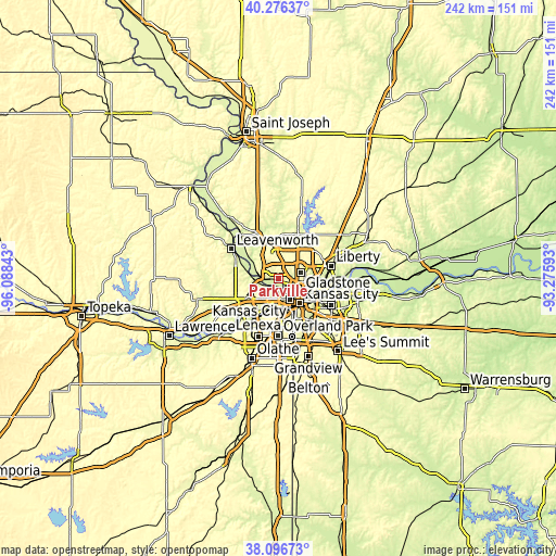 Topographic map of Parkville