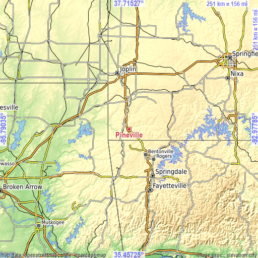 Topographic map of Pineville