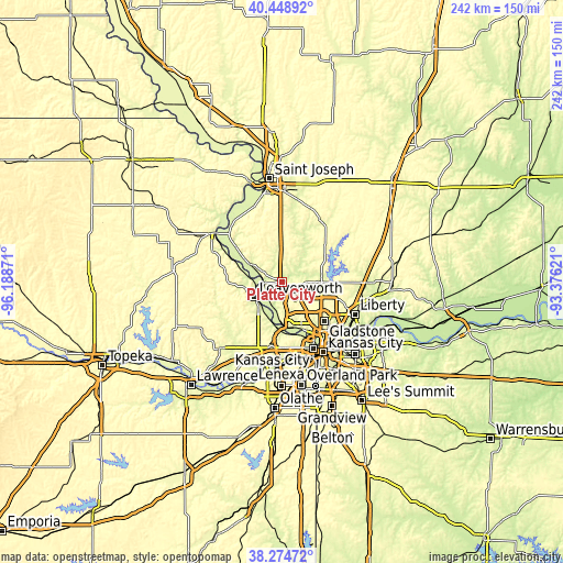 Topographic map of Platte City