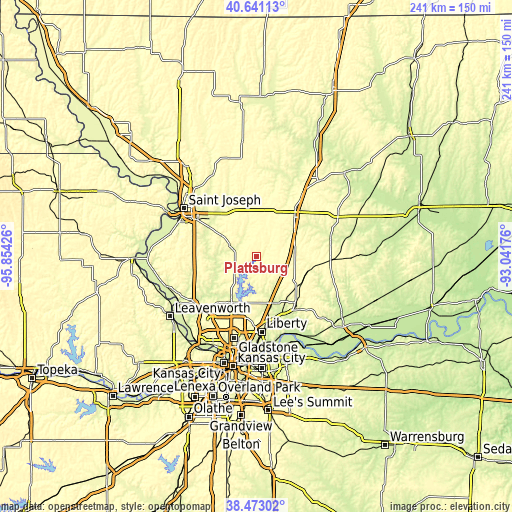 Topographic map of Plattsburg