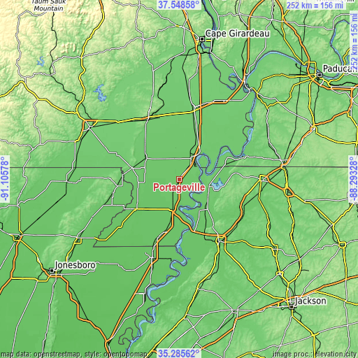 Topographic map of Portageville