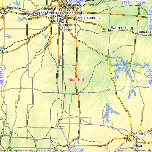 Topographic map of Rich Hill