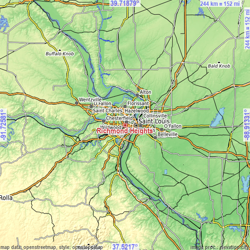Topographic map of Richmond Heights
