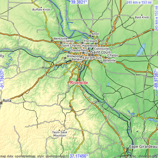 Topographic map of Riverside