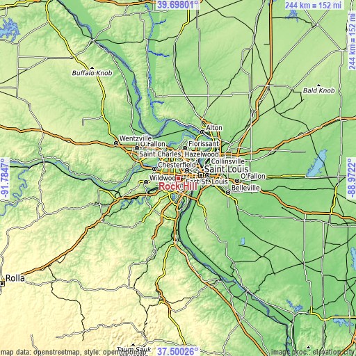 Topographic map of Rock Hill