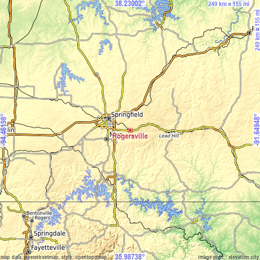 Topographic map of Rogersville