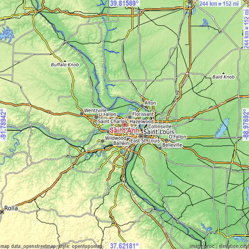 Topographic map of Saint Ann