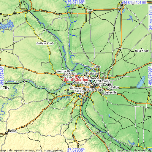 Topographic map of Saint Charles