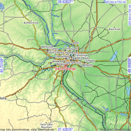 Topographic map of Saint George