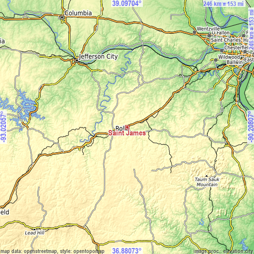 Topographic map of Saint James