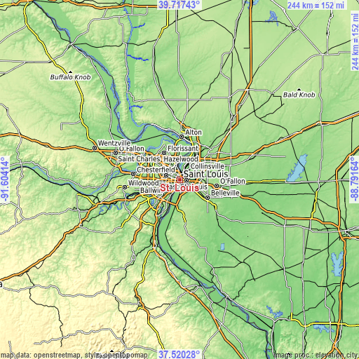 Topographic map of St. Louis