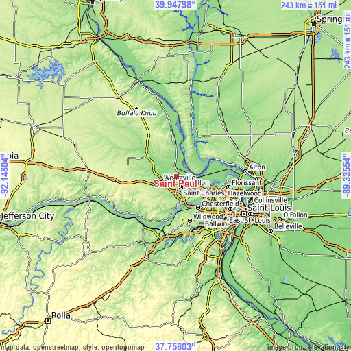 Topographic map of Saint Paul