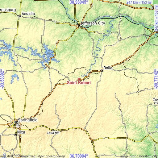 Topographic map of Saint Robert