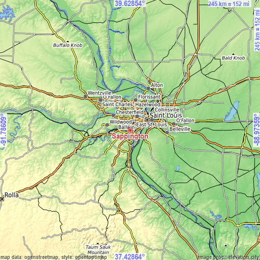 Topographic map of Sappington