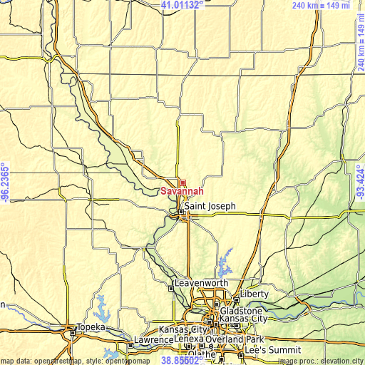 Topographic map of Savannah