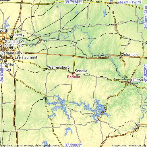 Topographic map of Sedalia