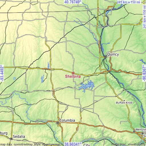 Topographic map of Shelbina