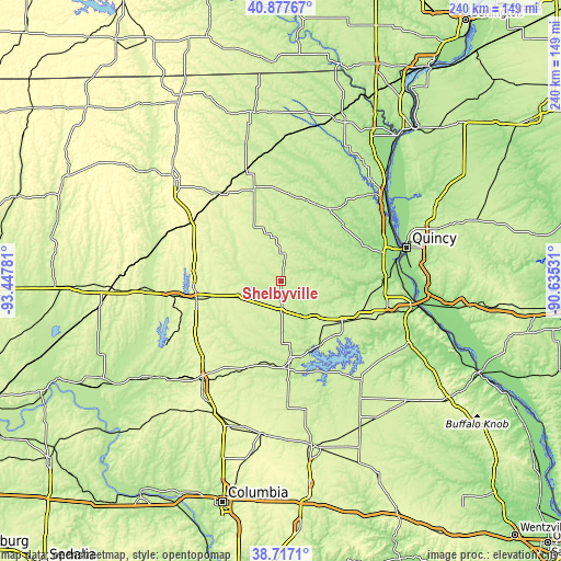 Topographic map of Shelbyville