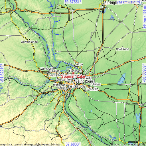 Topographic map of Spanish Lake