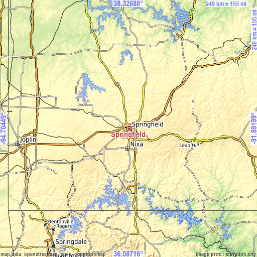 Topographic map of Springfield