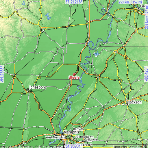 Topographic map of Steele