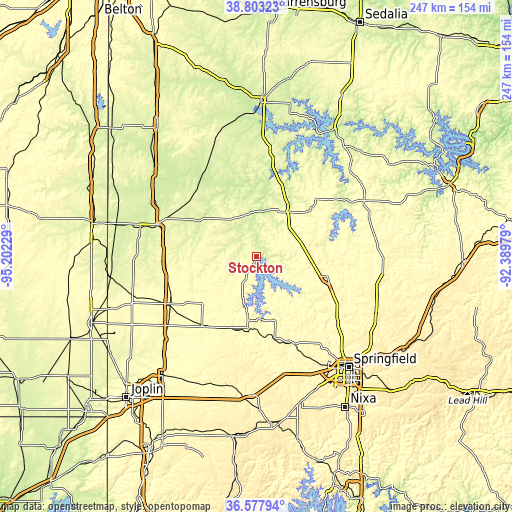 Topographic map of Stockton