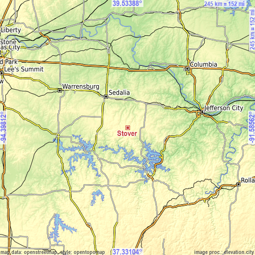 Topographic map of Stover