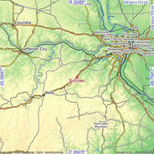 Topographic map of Sullivan