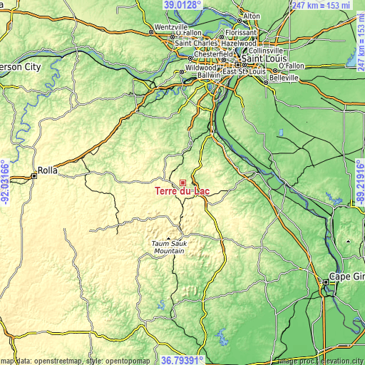 Topographic map of Terre du Lac