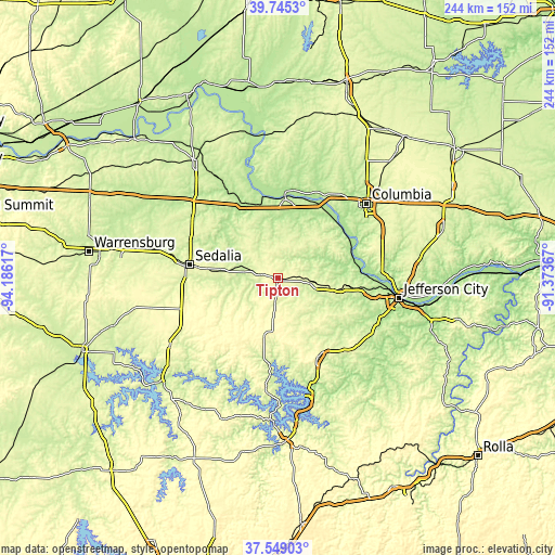 Topographic map of Tipton