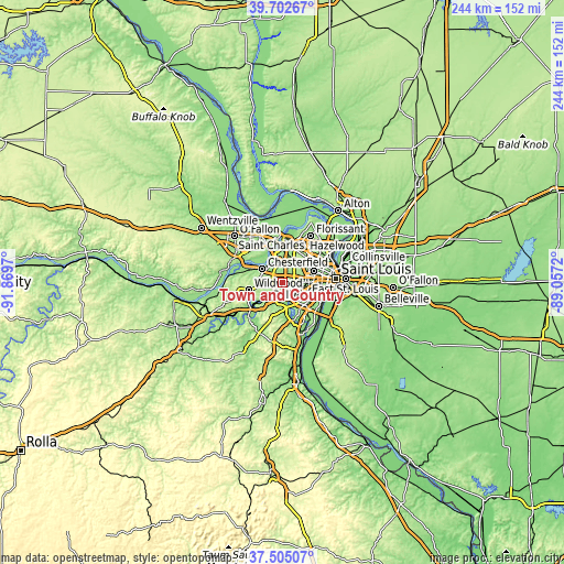 Topographic map of Town and Country