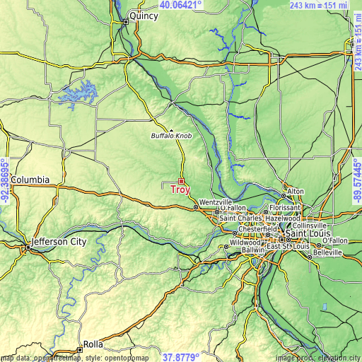 Topographic map of Troy