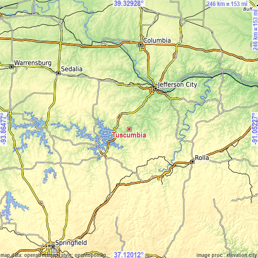 Topographic map of Tuscumbia