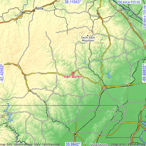 Topographic map of Van Buren