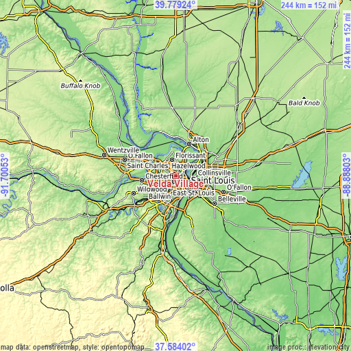 Topographic map of Velda Village