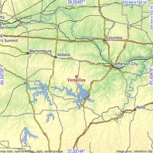 Topographic map of Versailles