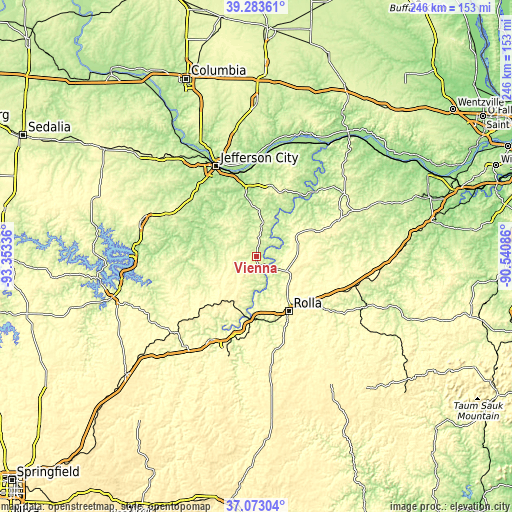 Topographic map of Vienna