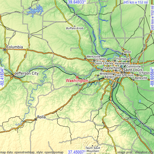 Topographic map of Washington