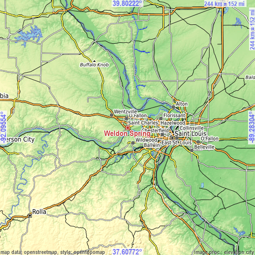 Topographic map of Weldon Spring