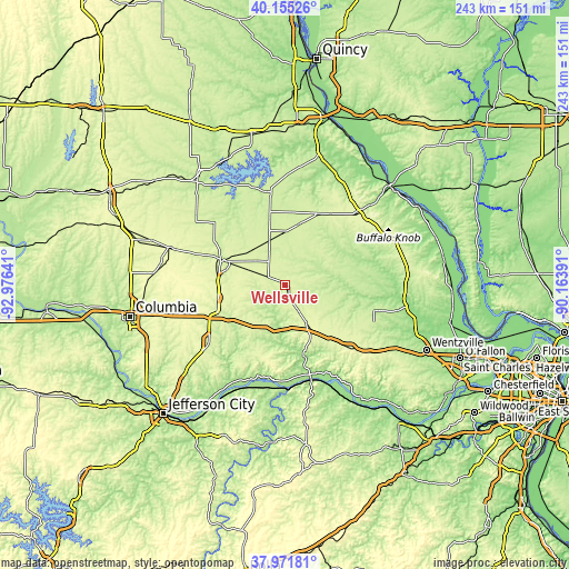 Topographic map of Wellsville