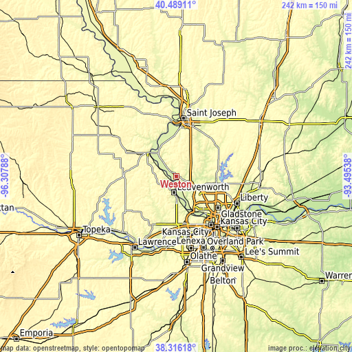 Topographic map of Weston