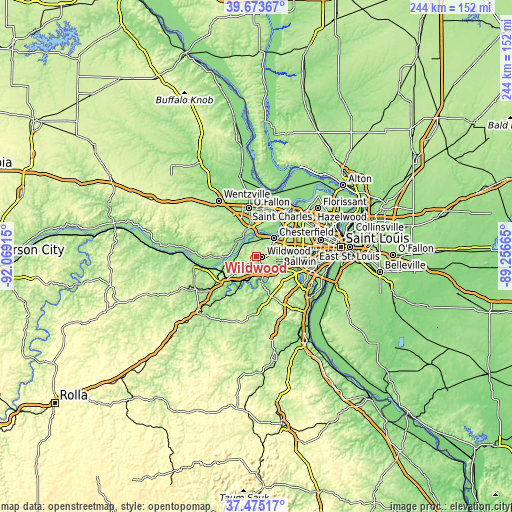 Topographic map of Wildwood